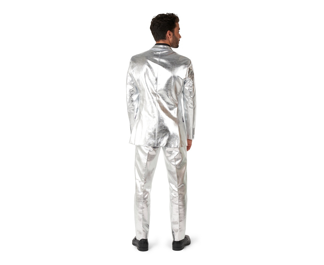 Suit silver shiny, size 48